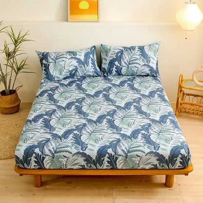 Coral and white geometric floral fitted sheet set bedroom bedding