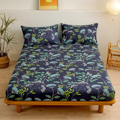 Coral and white geometric floral fitted sheet set bedroom bedding