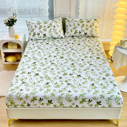 Coral and white geometric floral fitted sheet set bedroom bedding