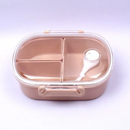 Coral and white lunch box set – kitchen three compartment bento