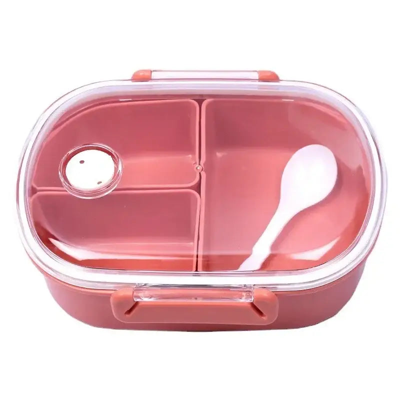 Coral and white lunch box set – kitchen three compartment bento