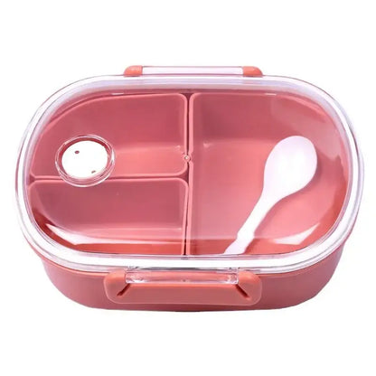 Coral and white lunch box set – kitchen three compartment bento