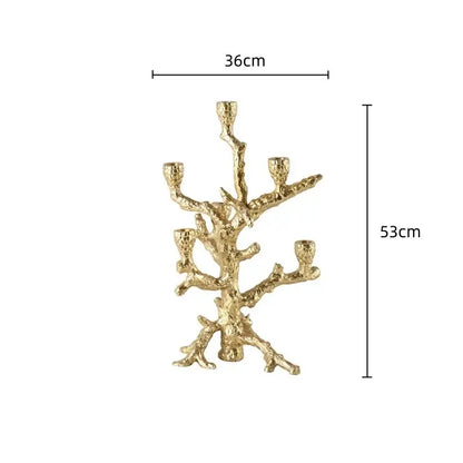 Coral textured golden bough candelabrum dining room candlestick holder
