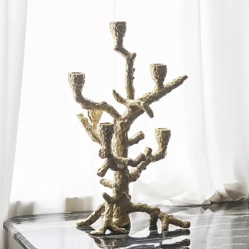 Coral textured golden bough candelabrum dining room candlestick holder