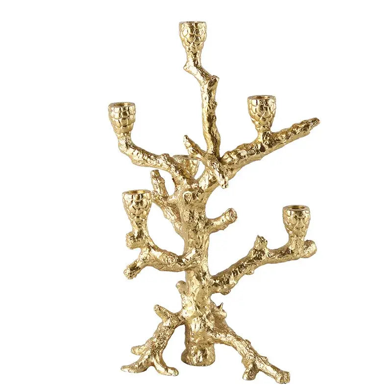 Coral textured golden bough candelabrum dining room candlestick holder