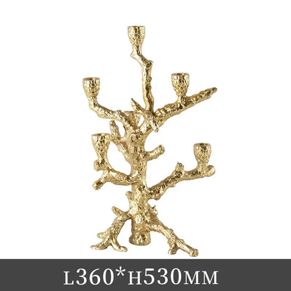 Coral textured golden bough candelabrum dining room candlestick holder