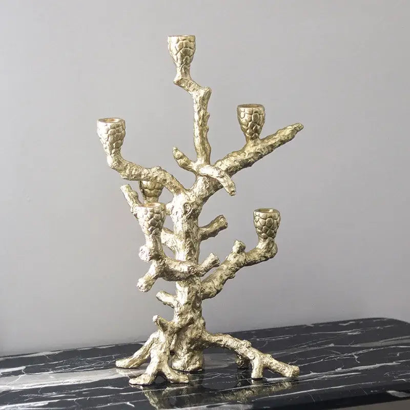 Coral textured golden bough candelabrum dining room candlestick holder