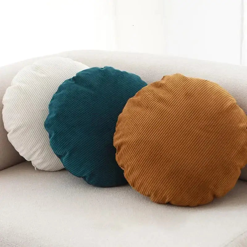 Corduroy round pillow cover living room solid stripe decor