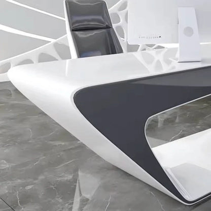 Chevron · White L-Shaped Executive Desk