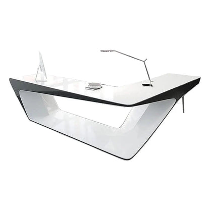 Chevron · White L-Shaped Executive Desk