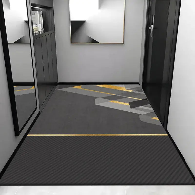 Cosmic grey crystal velvet entrance rug for hallway