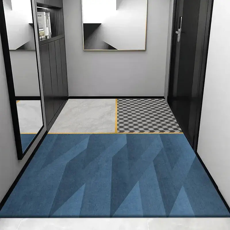 Cosmic grey crystal velvet entrance rug for hallway