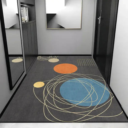 Cosmic grey crystal velvet entrance rug for hallway