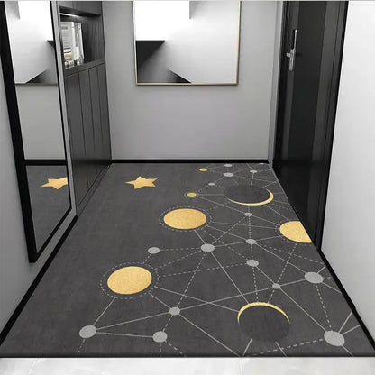 Cosmic grey crystal velvet entrance rug for hallway