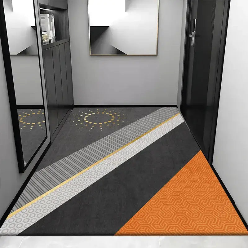 Cosmic grey crystal velvet entrance rug for hallway