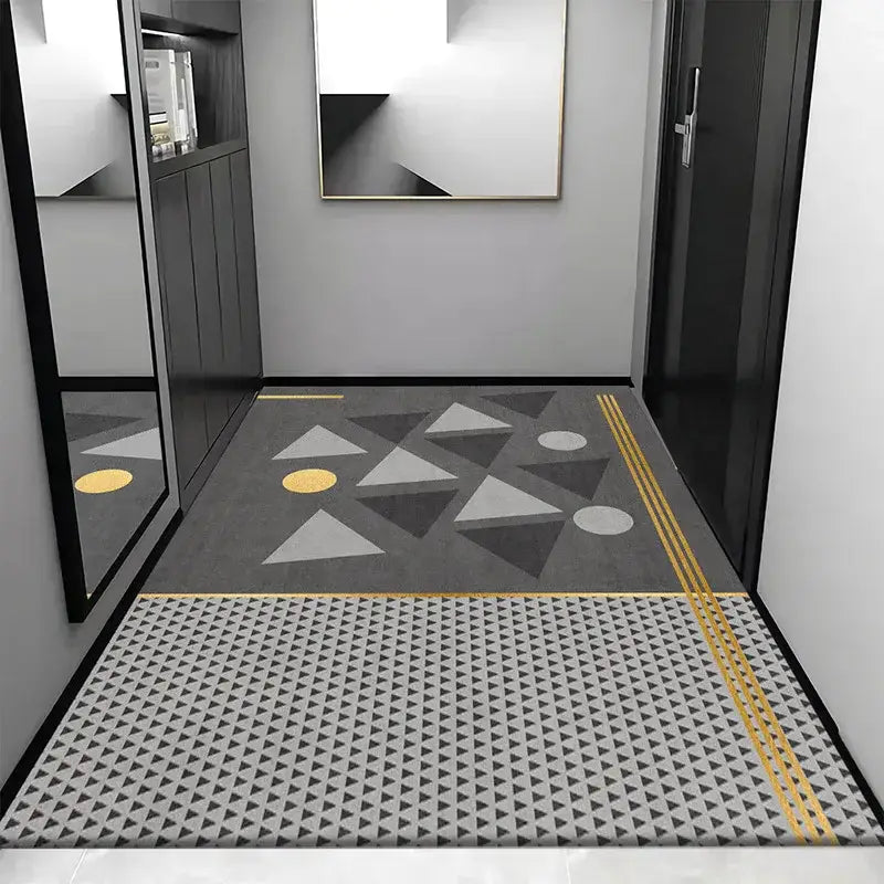 Cosmic grey crystal velvet entrance rug for hallway