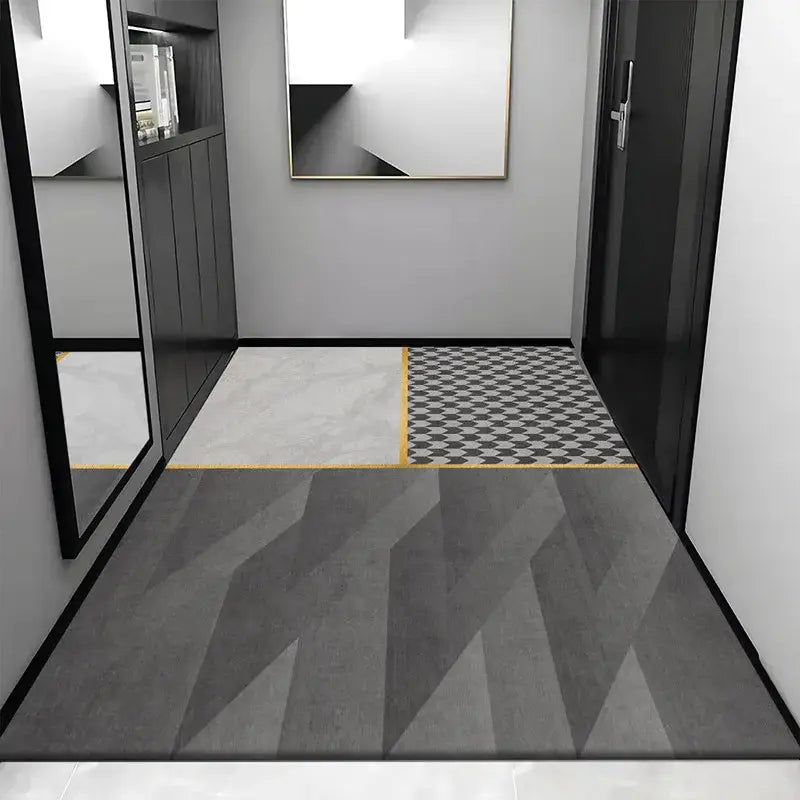 Cosmic grey crystal velvet entrance rug for hallway