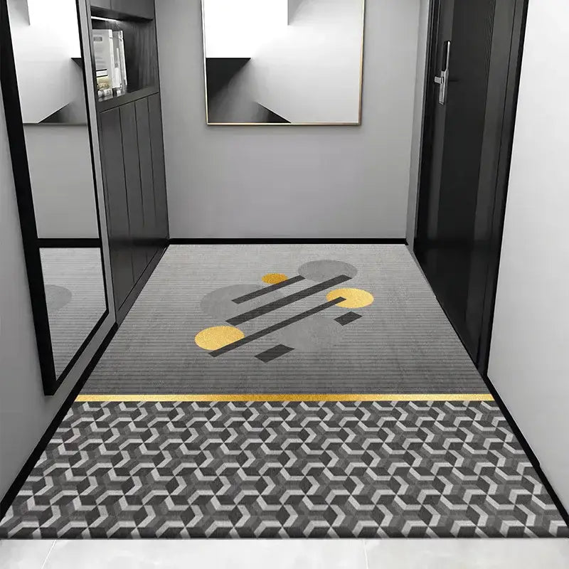 Cosmic grey crystal velvet entrance rug for hallway