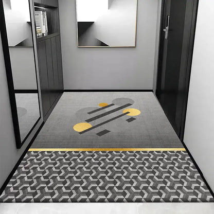 Cosmic grey crystal velvet entrance rug for hallway