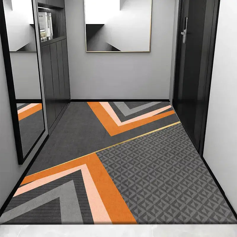Cosmic grey crystal velvet entrance rug for hallway