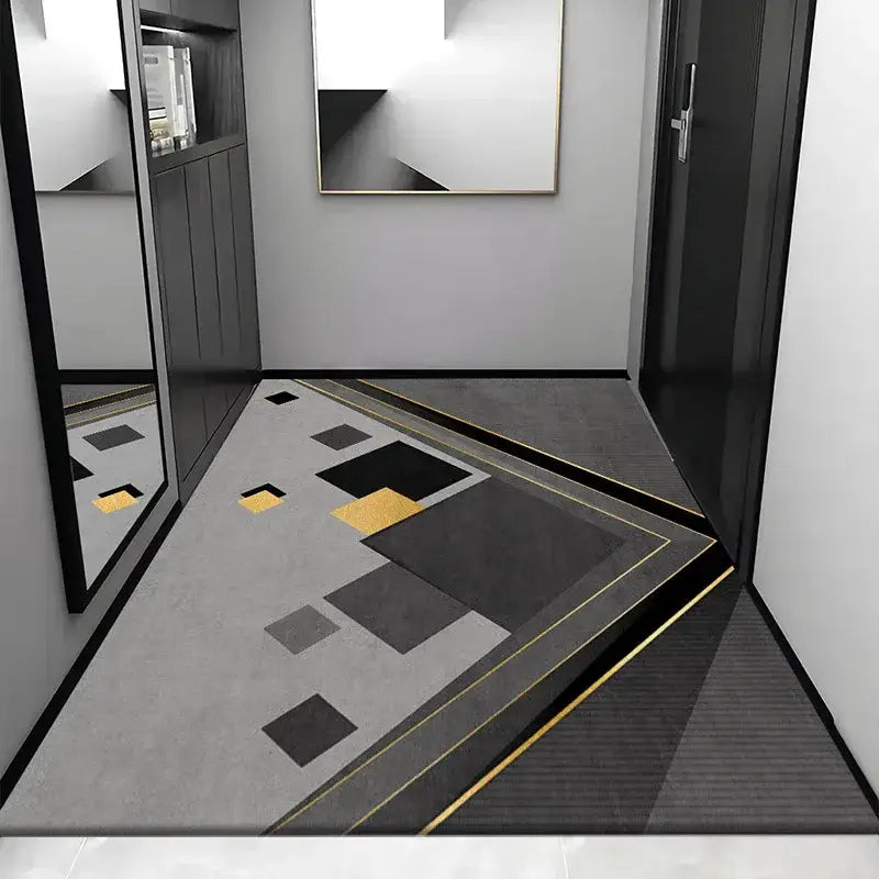 Cosmic grey crystal velvet entrance rug for hallway
