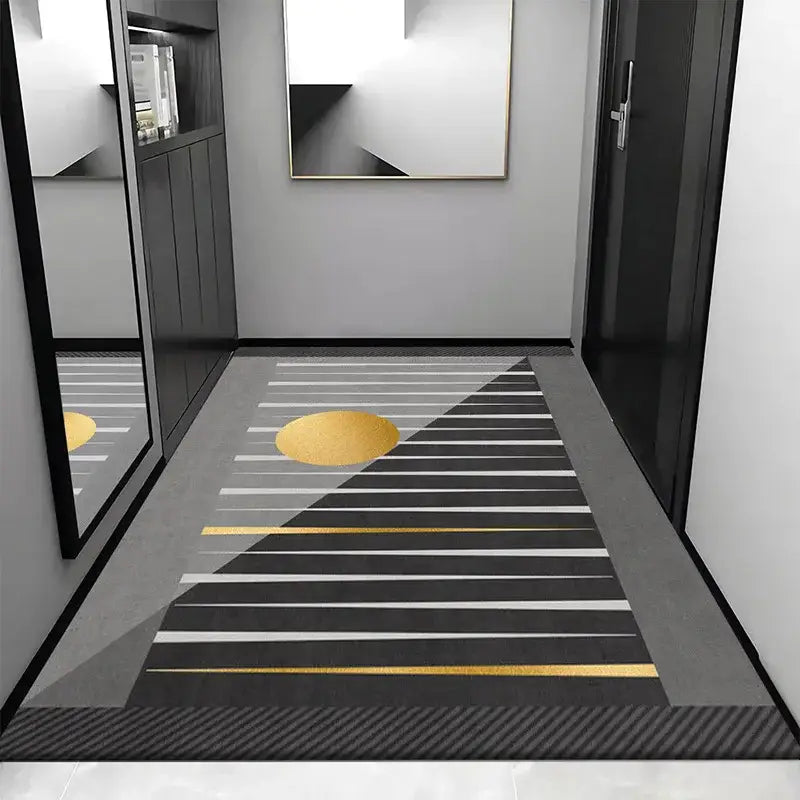 Cosmic grey crystal velvet entrance rug for hallway
