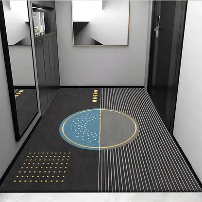 Cosmic grey crystal velvet entrance rug for hallway