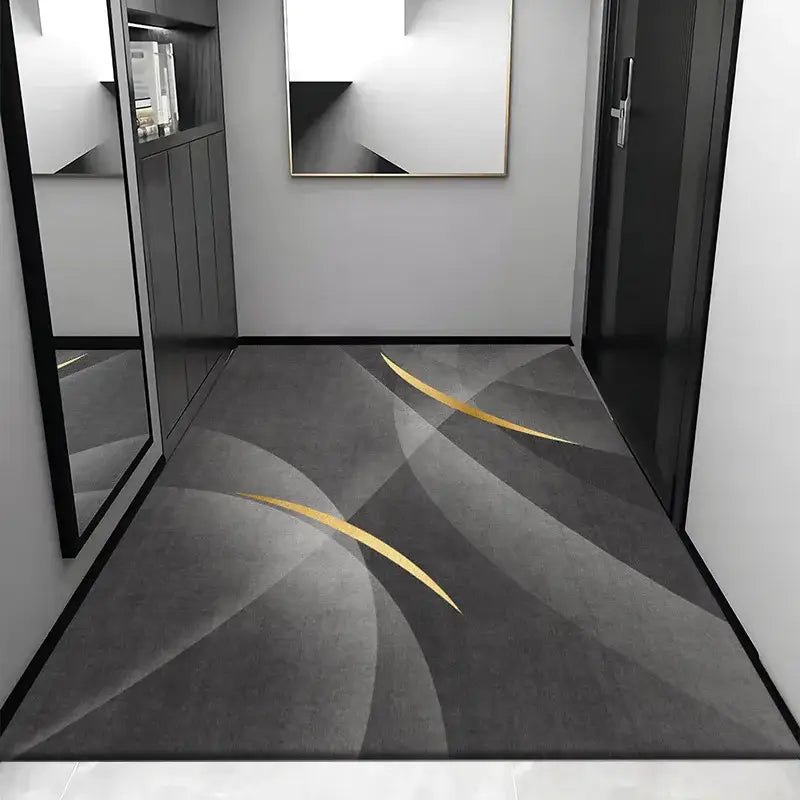 Cosmic grey crystal velvet entrance rug for hallway