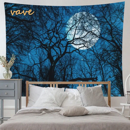 Cosmic night sky forest tree landscape tapestry bedroom wall decor