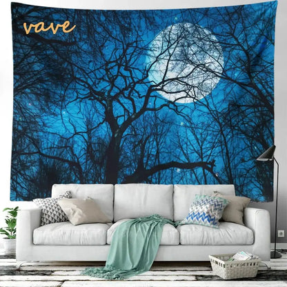 Cosmic night sky forest tree landscape tapestry bedroom wall decor