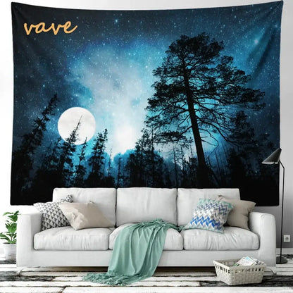 Cosmic night sky forest tree landscape tapestry bedroom wall decor