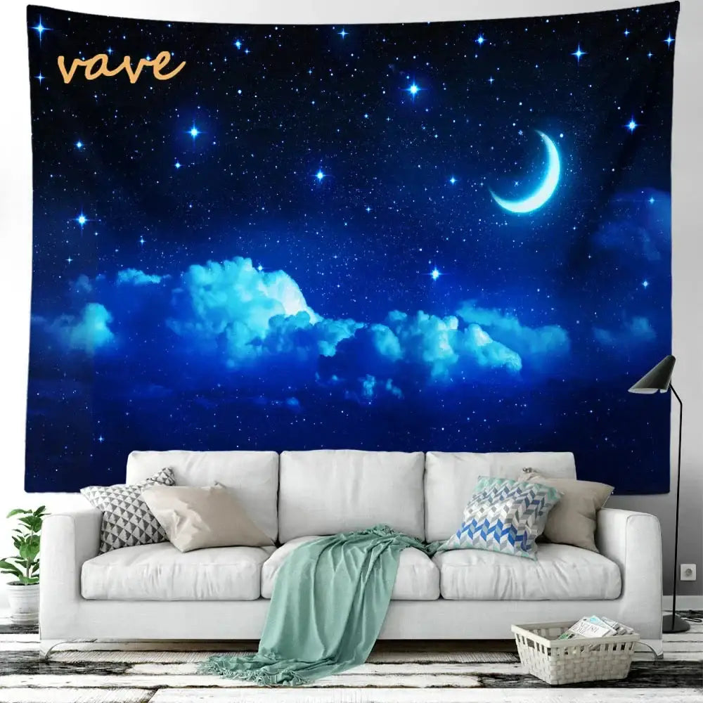 Cosmic night sky forest tree landscape tapestry bedroom wall decor