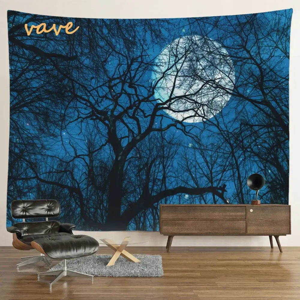 Cosmic night sky forest tree landscape tapestry bedroom wall decor