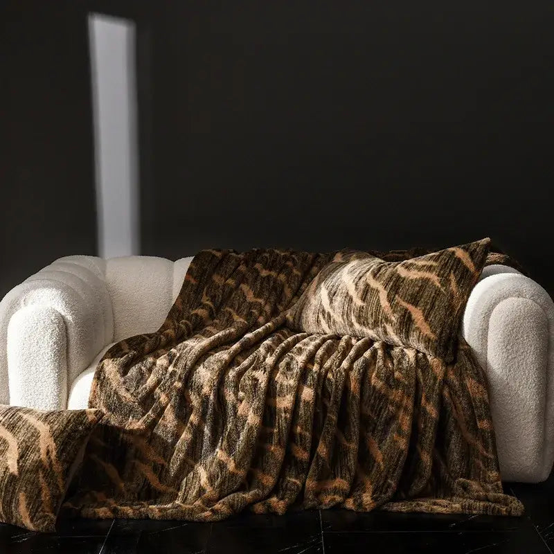 Cosy faux rabbit plush floral throw blanket living room decor
