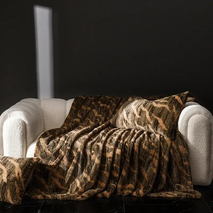 Cosy faux rabbit plush floral throw blanket living room decor