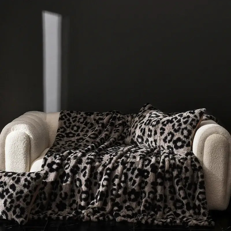 Cosy faux rabbit plush floral throw blanket living room decor