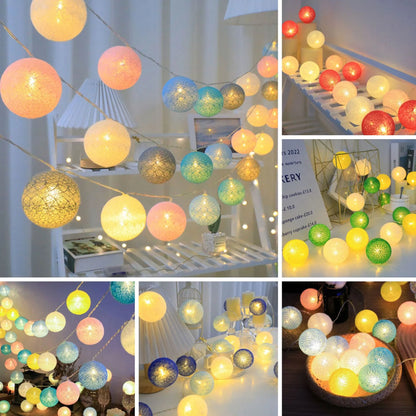 DecorBites™ Cotton Garland LED String Lights, Home Decor