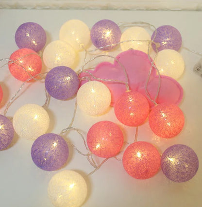 DecorBites™ Cotton Garland LED String Lights, Home Decor