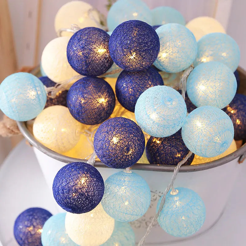DecorBites™ Cotton Garland LED String Lights, Home Decor