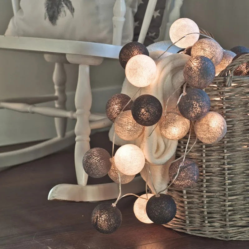 DecorBites™ Cotton Garland LED String Lights, Home Decor