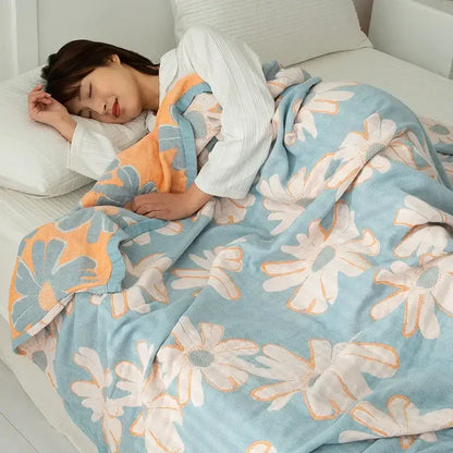 Cotton gauze boho throw gray pineapple bird bedroom blanket