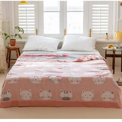 Cotton gauze boho throw gray pineapple bird bedroom blanket