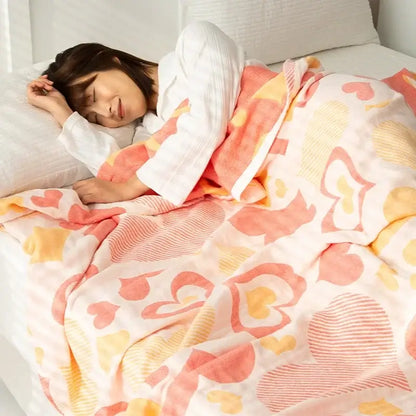 Cotton gauze boho throw gray pineapple bird bedroom blanket