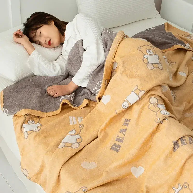 Cotton gauze boho throw gray pineapple bird bedroom blanket