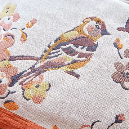 Cotton gauze peacock cream & orange bath towel bedroom throw blanket