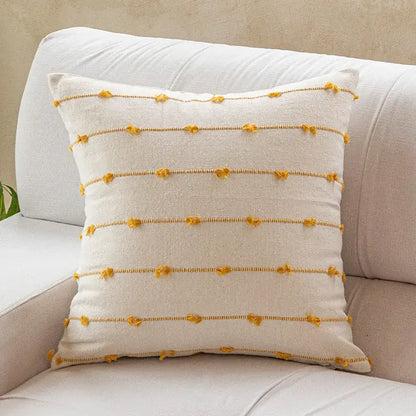 Cotton stripe jacquard cushion cover set blue & yellow living room
