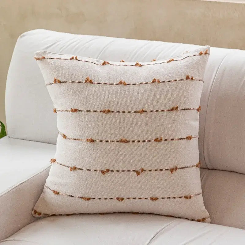 Cotton stripe jacquard cushion cover set blue & yellow living room