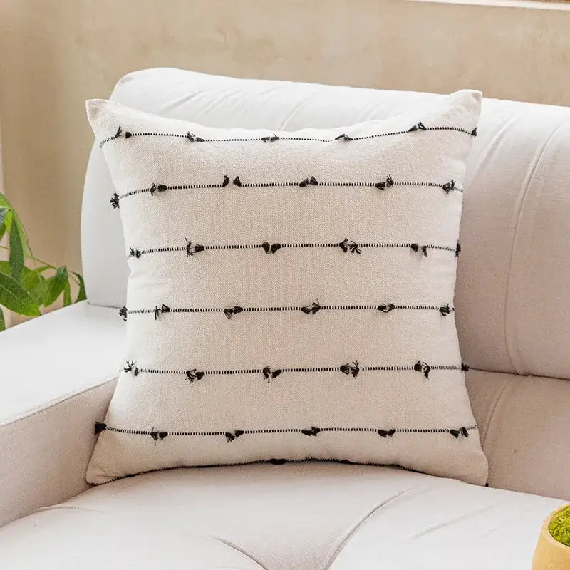 Cotton stripe jacquard cushion cover set blue & yellow living room