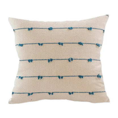 Cotton stripe jacquard cushion cover set blue & yellow living room