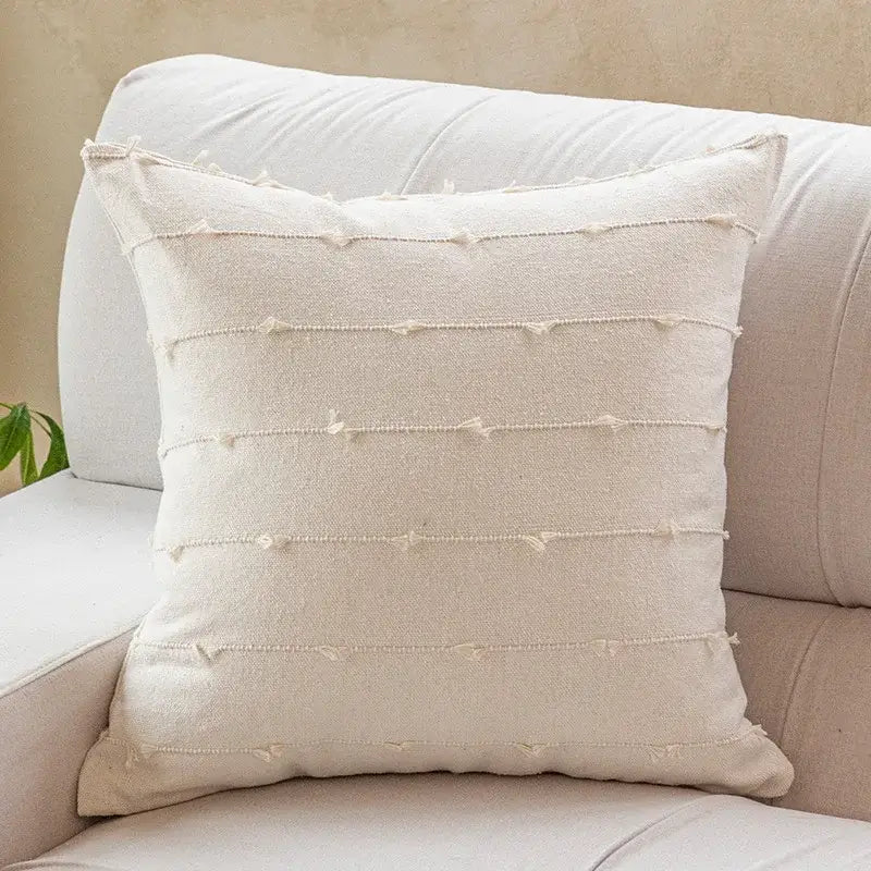 Cotton stripe jacquard cushion cover set blue & yellow living room